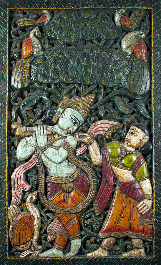 Indian Wood Carving Relief by Fred Bertheas