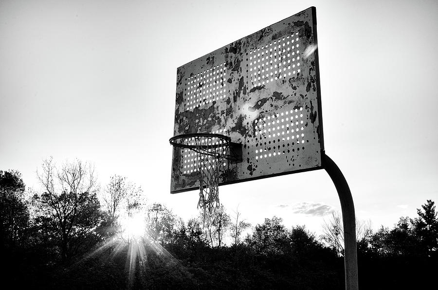 Indiana Basketball Hoop in Black and White Photograph by Anthony Doudt
