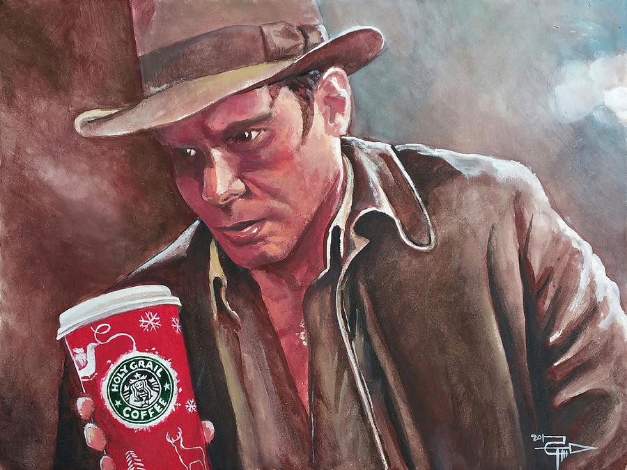 Indiana Jones and The Holy Java Painting by Tom Carlton