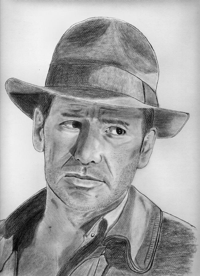 Buy Original Pencil Drawing Harrison Ford as Indiana Jones Online in India   Etsy