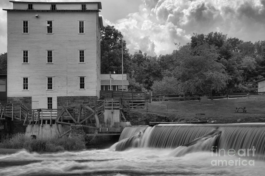 Indiana Mansfield Mill Black And White Photograph by Adam Jewell