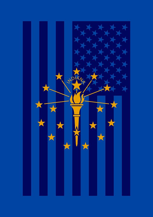 Indiana State Flag Graphic USA Styling Digital Art by Garaga Designs