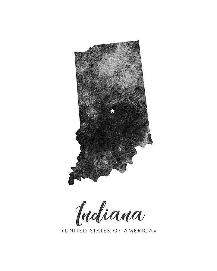 Indiana State Map Art - Grunge Silhouette Mixed Media by Studio Grafiikka