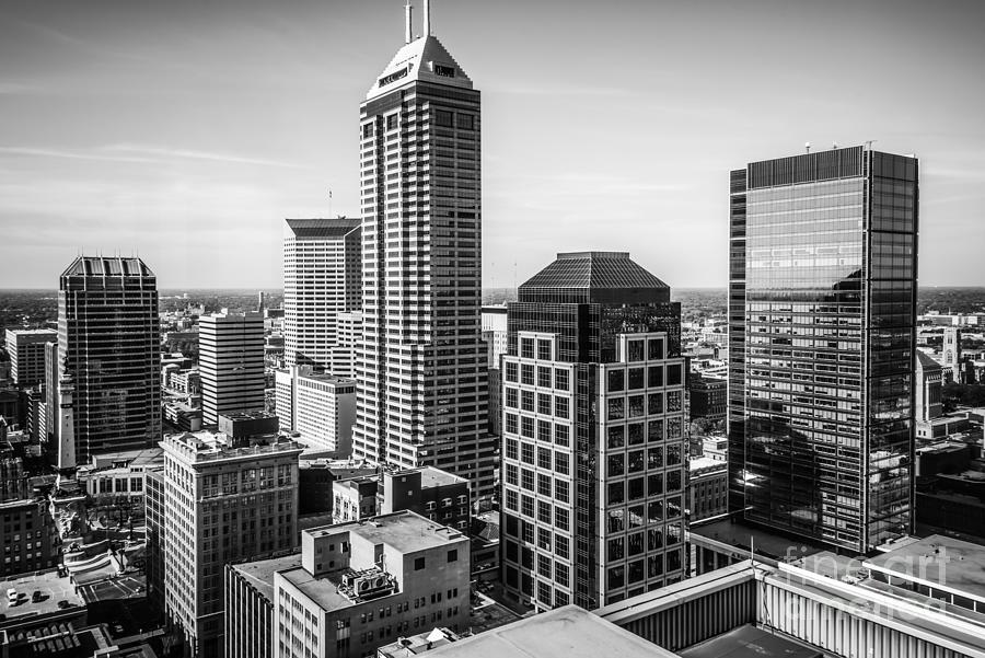 Indianapolis Aerial Black and White Photo Photograph by Paul Velgos