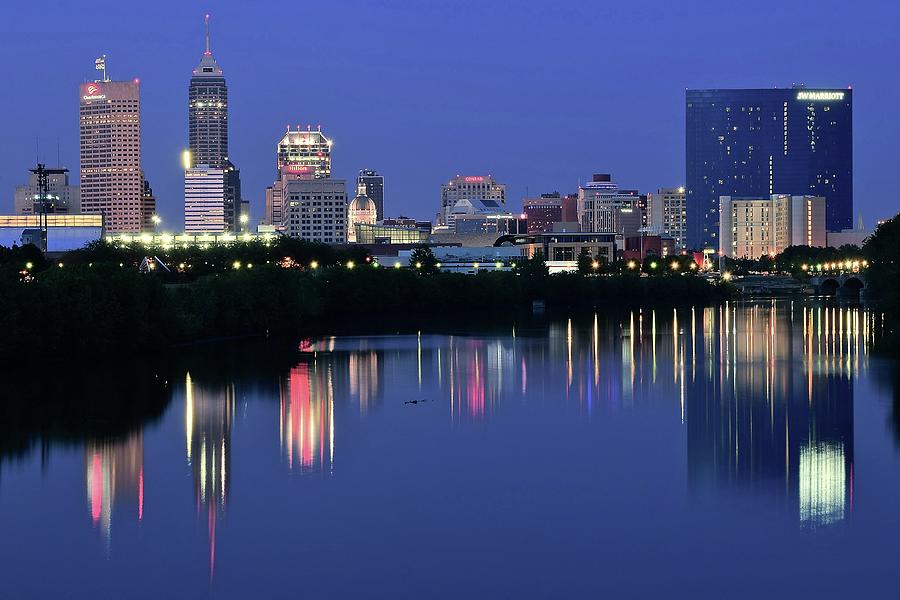 Indianapolis Photograph - Indianapolis Blue Hour by Frozen in Time Fine Art Photography