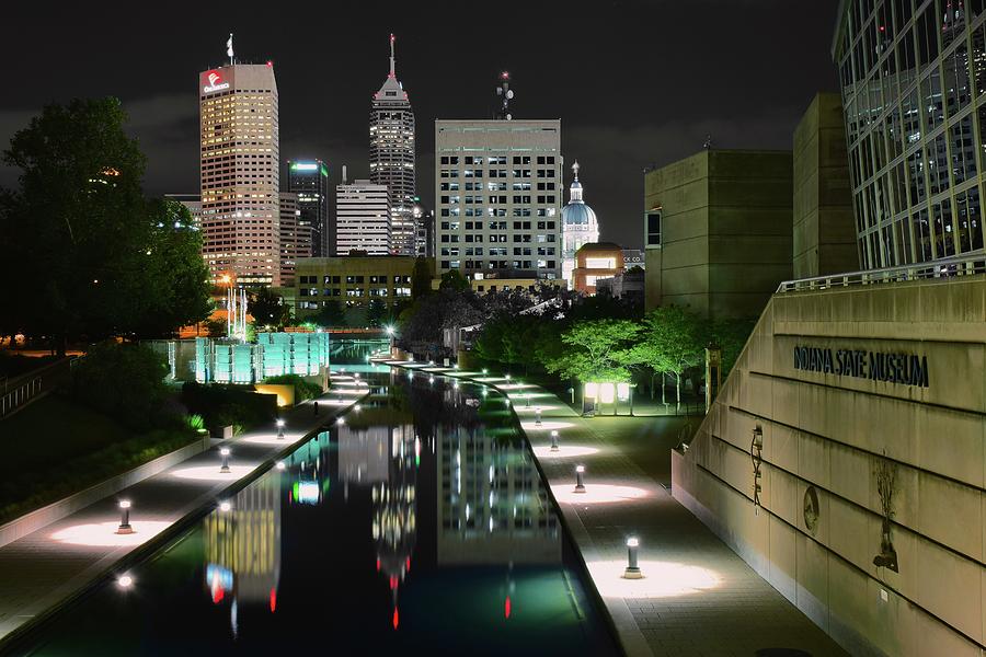 Indianapolis Canal Night View Photograph by Frozen in Time Fine Art Photography
