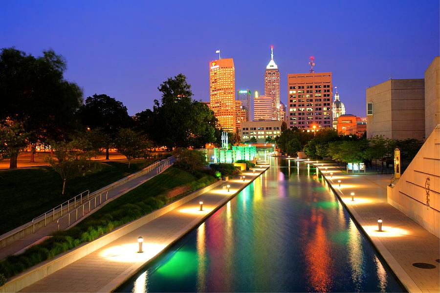 Indianapolis Canal Skyline View Photograph