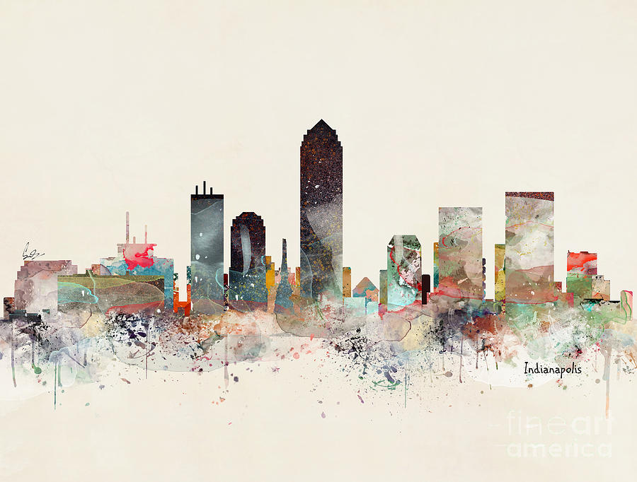 City Painting - Indianapolis City Skyline by Bri Buckley