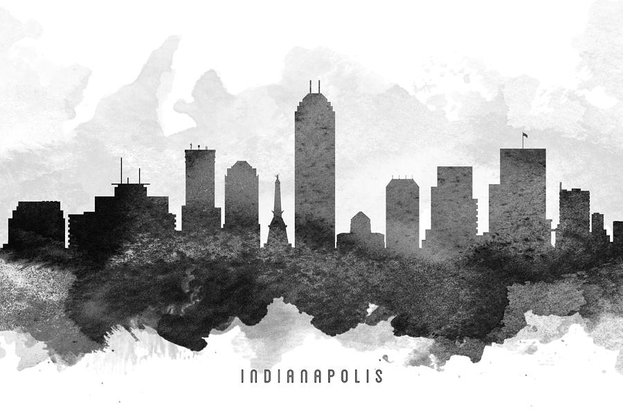 Indianapolis Painting - Indianapolis Cityscape 11 by Aged Pixel