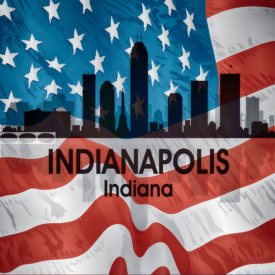Indianapolis IN American Flag Squared Mixed Media by Angelina Tamez