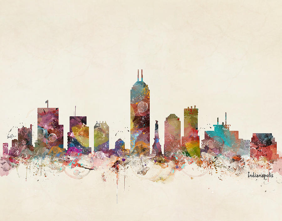 Skyline Painting - Indianapolis Indiana by Bri Buckley