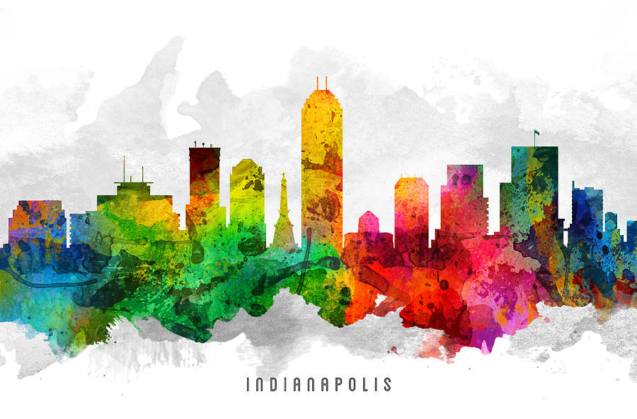 Indianapolis Painting - Indianapolis Indiana Cityscape 12 by Aged Pixel