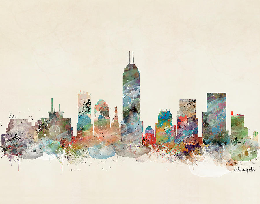 Indianapolis Indiana Skyline Painting by Bri Buckley
