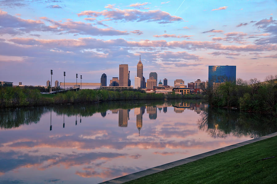 Indianapolis, Indiana Skyline on the White River at Sunset Photograph