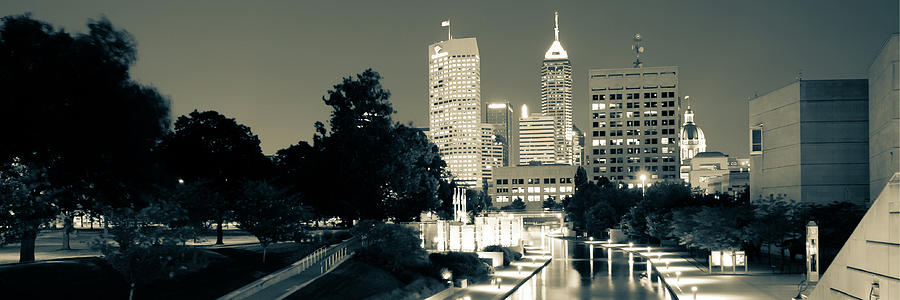 Indianapolis Indiana Skyline Panoramic Sepia Photograph by Gregory Ballos