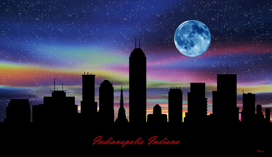 Indianapolis Indiana Twilight Skyline Digital Art by Gregory Murray
