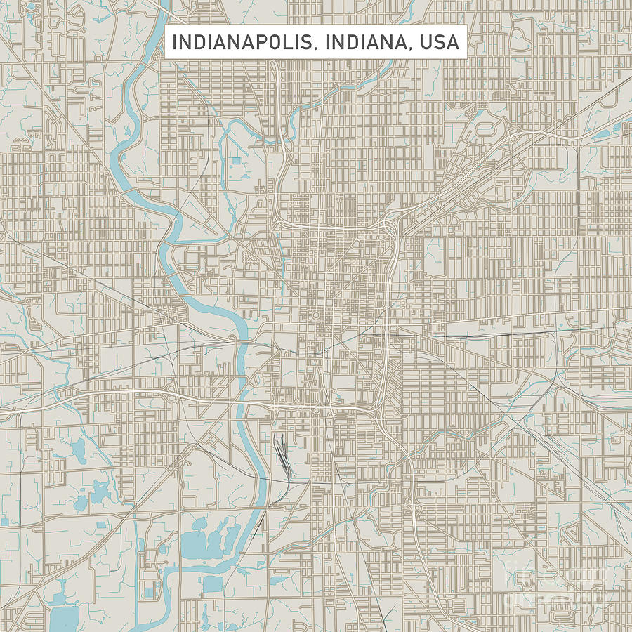 Indianapolis Indiana Us City Street Map Digital Art By Frank Ramspott