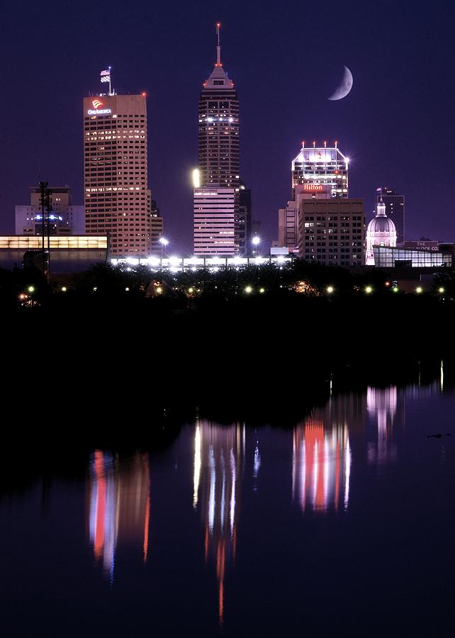 Indianapolis Quarter Moon Night Photograph by Frozen in Time Fine Art Photography