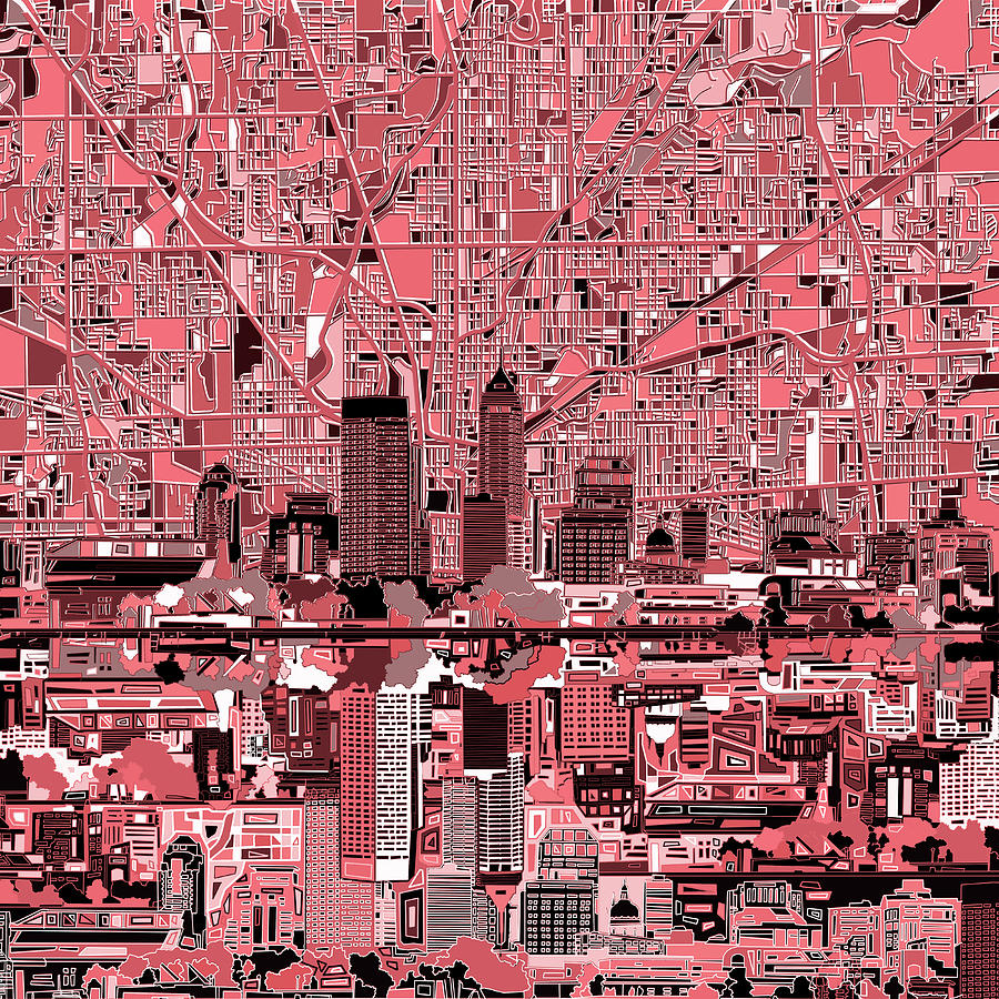 Indianapolis Skyline Abstract 8 Painting by Bekim M
