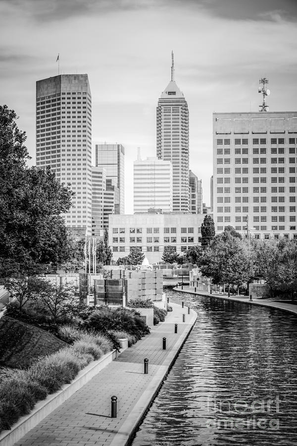 Indianapolis Skyline Black and White Photo Photograph by Paul Velgos