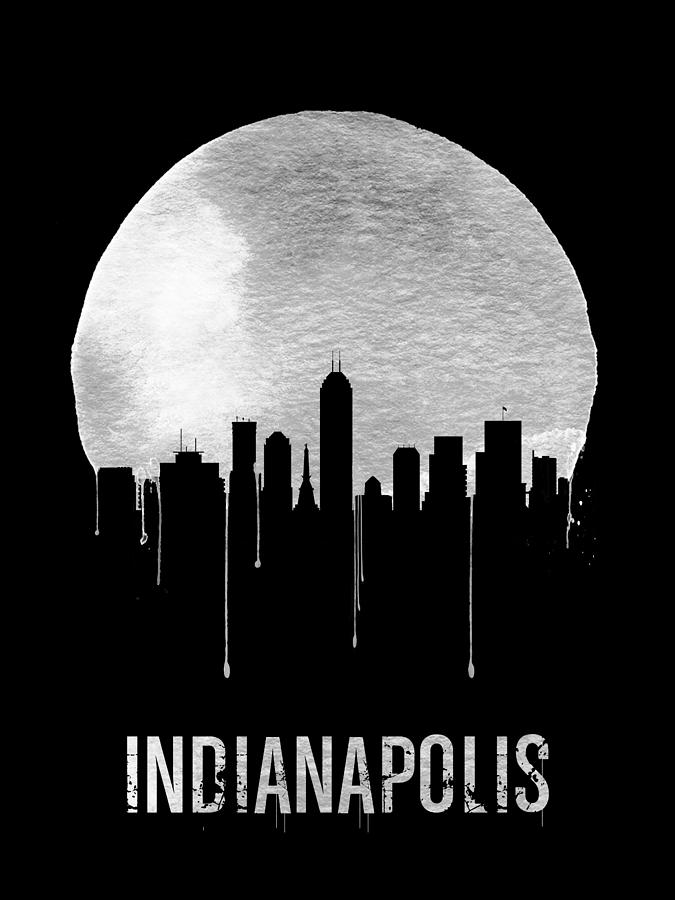 Indianapolis Photograph - Indianapolis Skyline Black by Naxart Studio