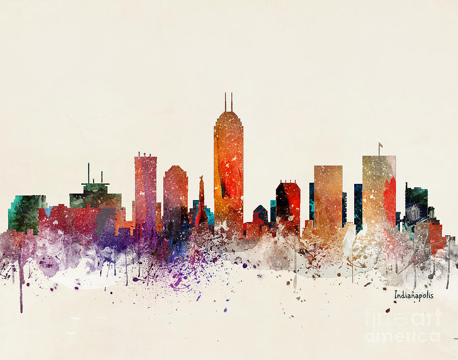 Skyline Painting - Indianapolis Skyline by Bri Buckley