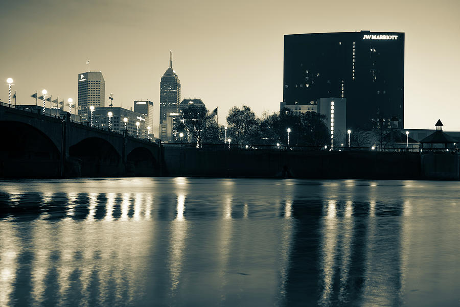 Indianapolis Skyline Like Oil - Sepia Cityscape Photograph by Gregory Ballos