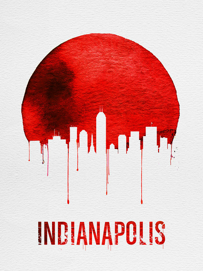 Indianapolis Painting - Indianapolis Skyline Red by Naxart Studio