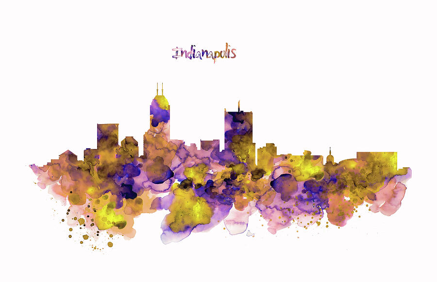 Indianapolis Skyline Silhouette Painting by Marian Voicu