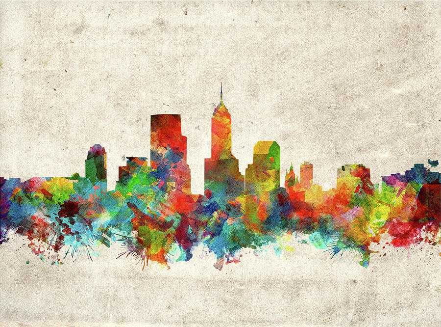 Indianapolis Skyline Watercolor 2 Painting
