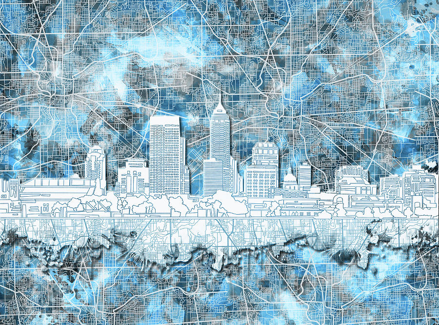 Indianapolis Skyline Watercolor 9 Painting