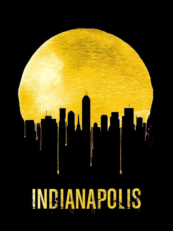 Indianapolis Painting - Indianapolis Skyline Yellow by Naxart Studio