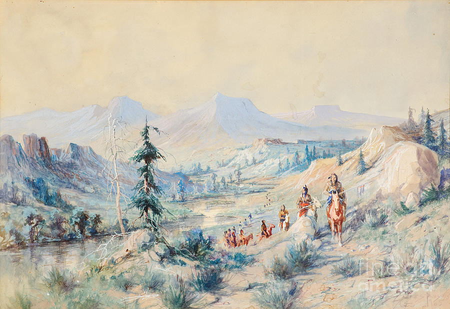 Indians on a Trail Painting by Celestial Images