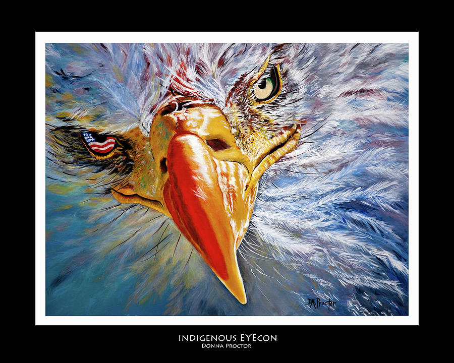 Indigenous Eyecon - Bald Eagle on Black Painting by Donna Proctor