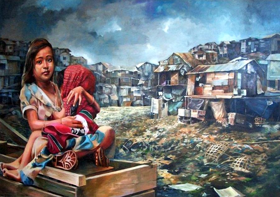 Poverty In Philippines Painting - Indigent Life by Bong Perez