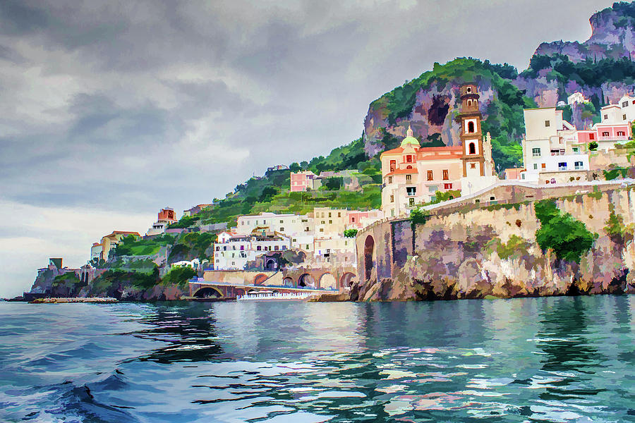 Indigo Blue Waters on Amalfi Coast Digital Art by Lisa Lemmons-Powers