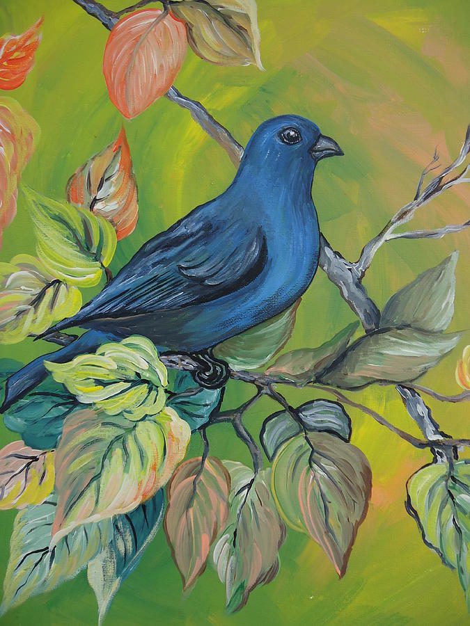 Indigo Bunting Painting by Leslie Manley