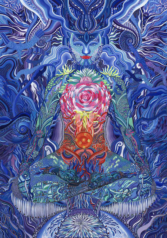 Indigo Meditation Painting by Iryna Lialko
