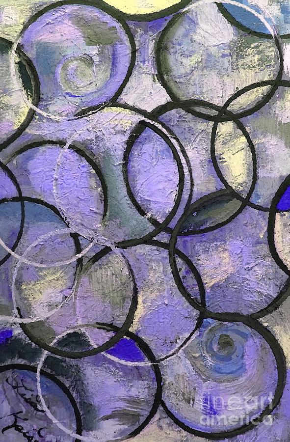 Indigo Swirls and Circle Abstract Painting Digital Art by Lisa Kaiser