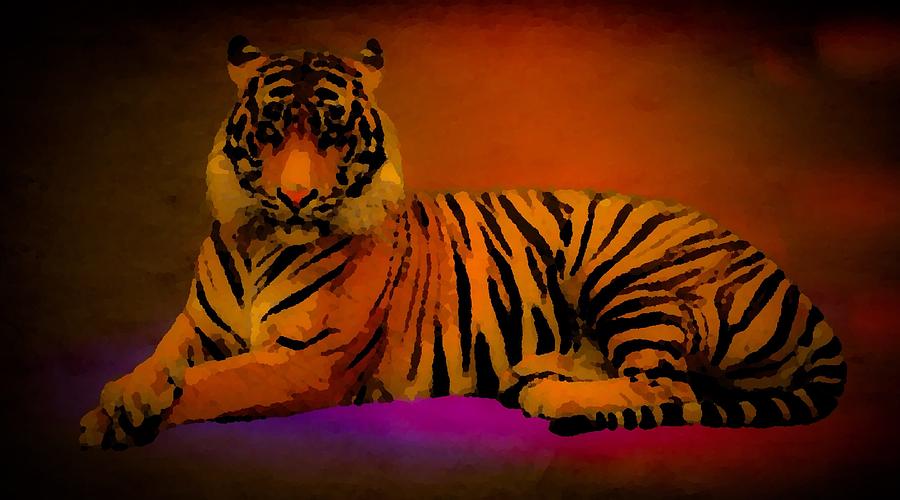 Indigo Tiger Digital Art by Gayle Price Thomas