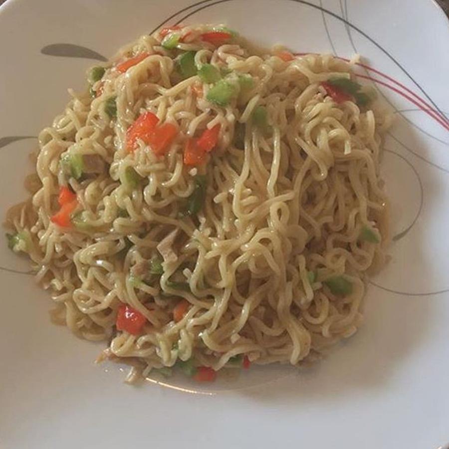Indomie Photograph - #indomie With Red And Green Bell Pepper by African Foods