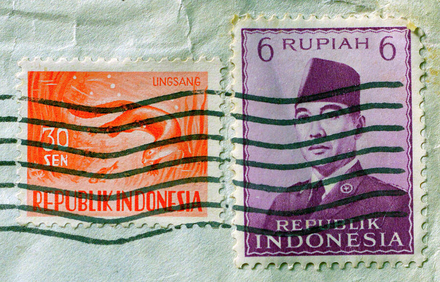 Indonesian postage stamps Photograph by Paul W Faust - Impressions of Light