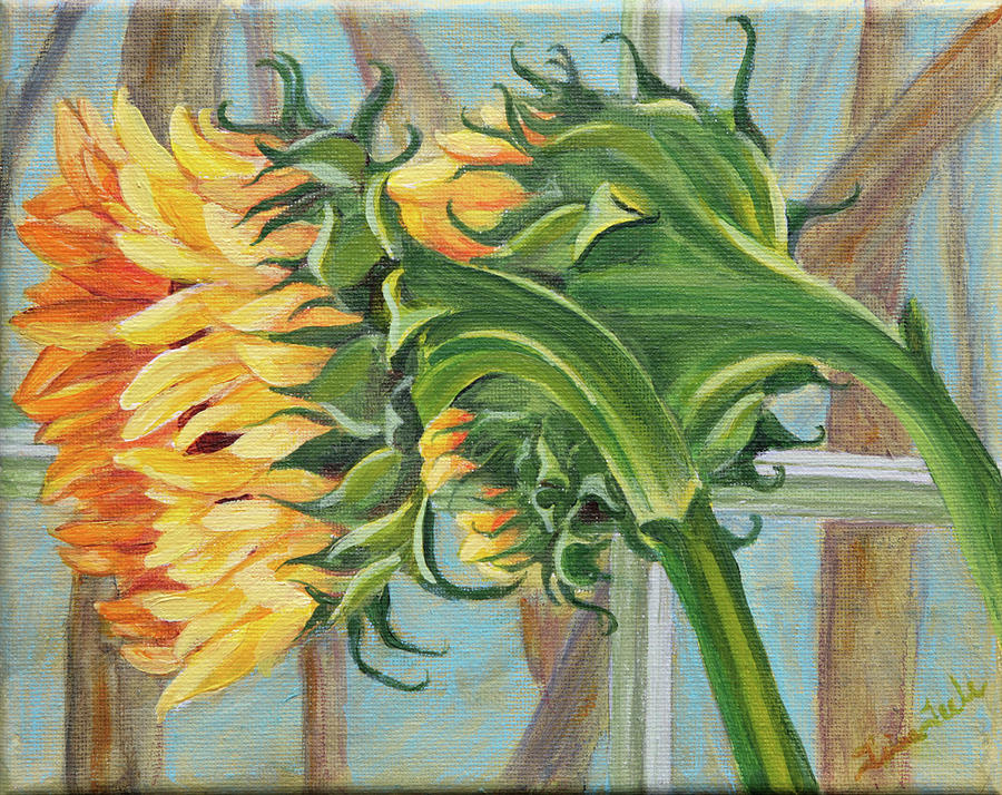 Sunflower Painting - Indoor Sunflowers by Trina Teele
