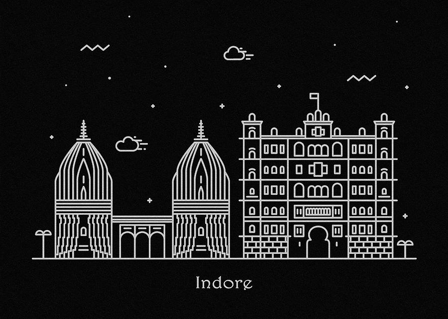 Indore Skyline Travel Poster Drawing by Inspirowl Design
