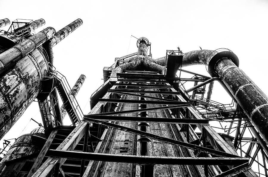 Industrial Age - Bethlehem Steel in Black and White Photograph by Bill Cannon