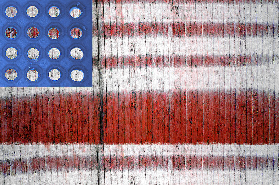 Industrial Art American Flag Landscape Photograph by Suzanne Powers