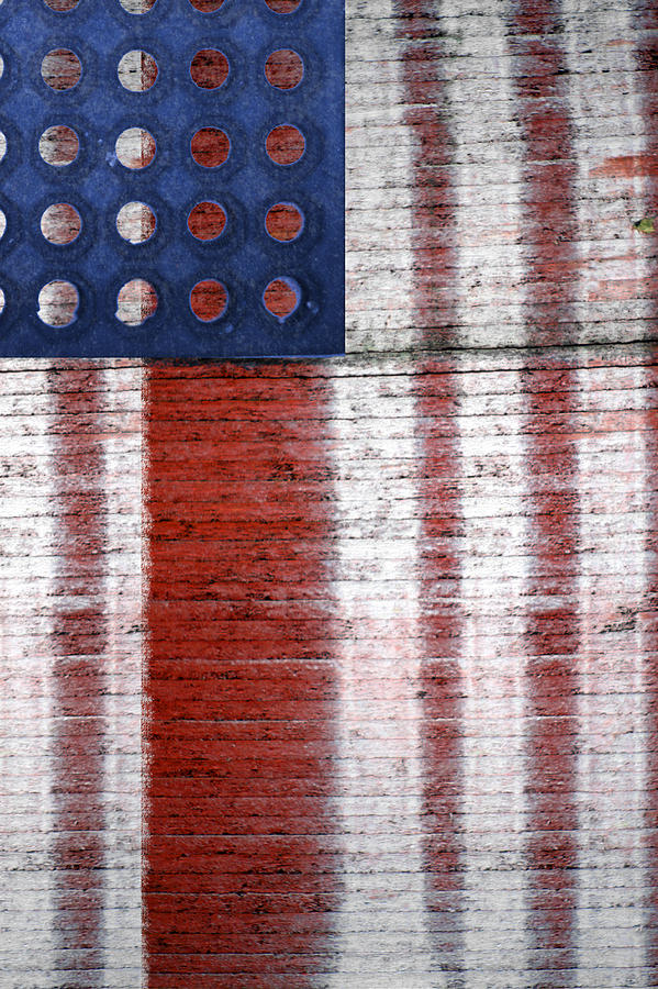 Industrial Art American Flag Portrait Photograph by Suzanne Powers