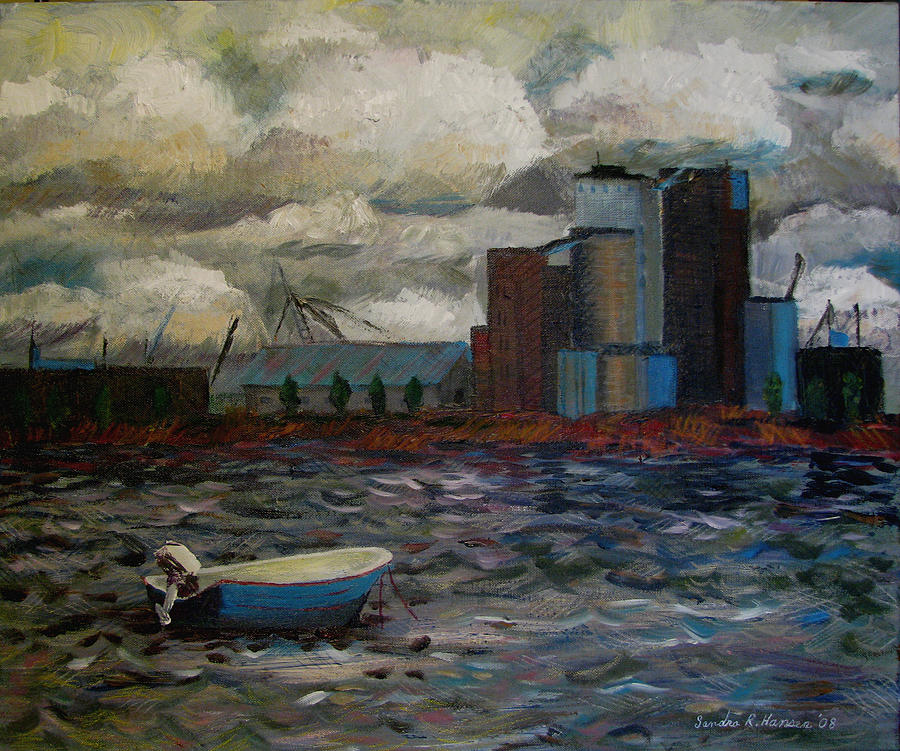 Industrial Fishing Painting by Art Nomad Sandra  Hansen