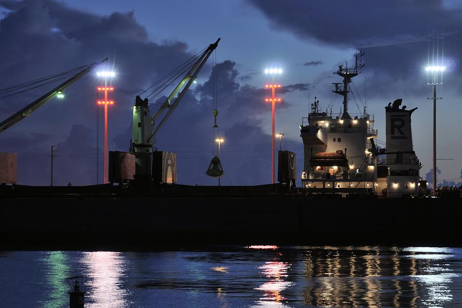 Industrial Ship at night Photograph by Bradford Martin