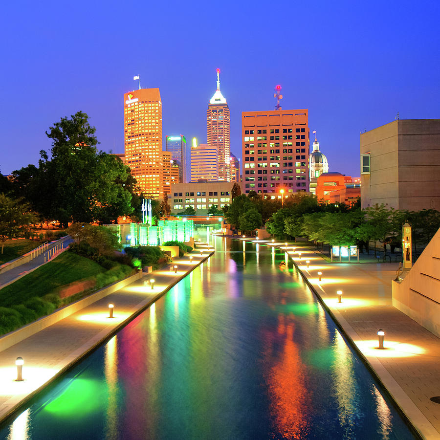 Indy City Skyline - Indianapolis Indiana Color 1x1 Photograph by Gregory Ballos